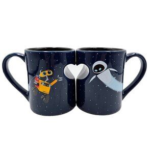 Disney Pixar Parks Eve And Wall-E Heart Ceramic Coffee Mug Cup Set Read